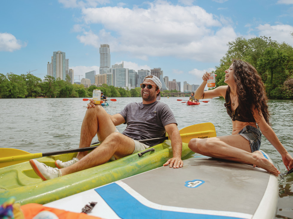 Paddleboarding with cocktails