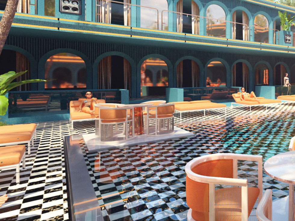Sekai Night and Day pool renderng