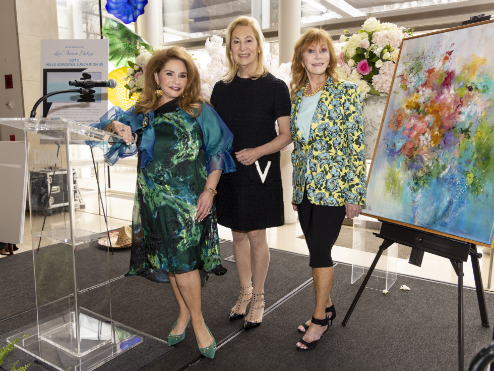Art in Bloom chair Sila Grogan, honorary chair Peggy Sewell, Art in Bloom co-chair Pat McDonough