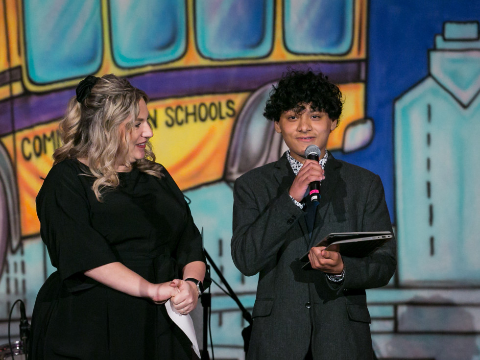 CIS Gala Stay in School 2022 Joni Hine (CIS) and Jacob, Heights HS Student