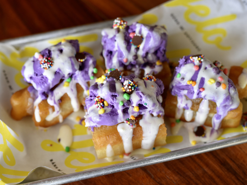 Yelo cheese milk foam ube youtiao