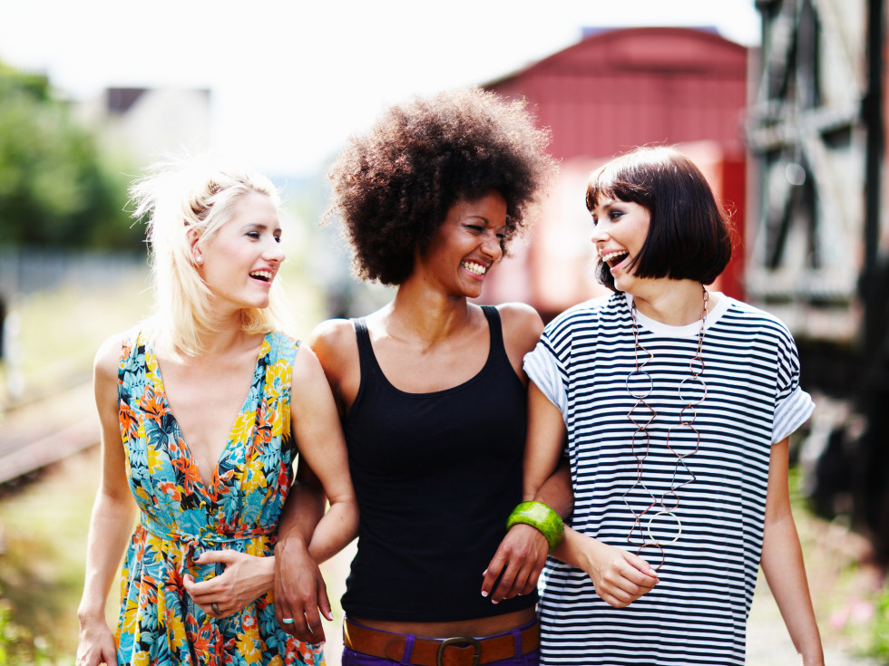 Three women walking together