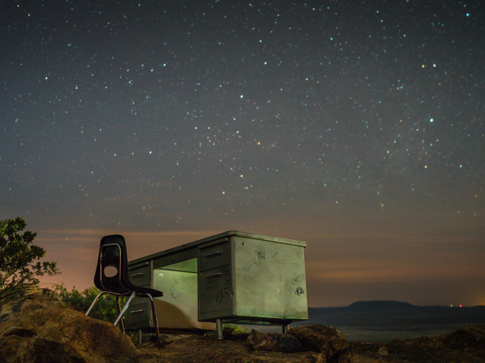 alpine night sky and the desk