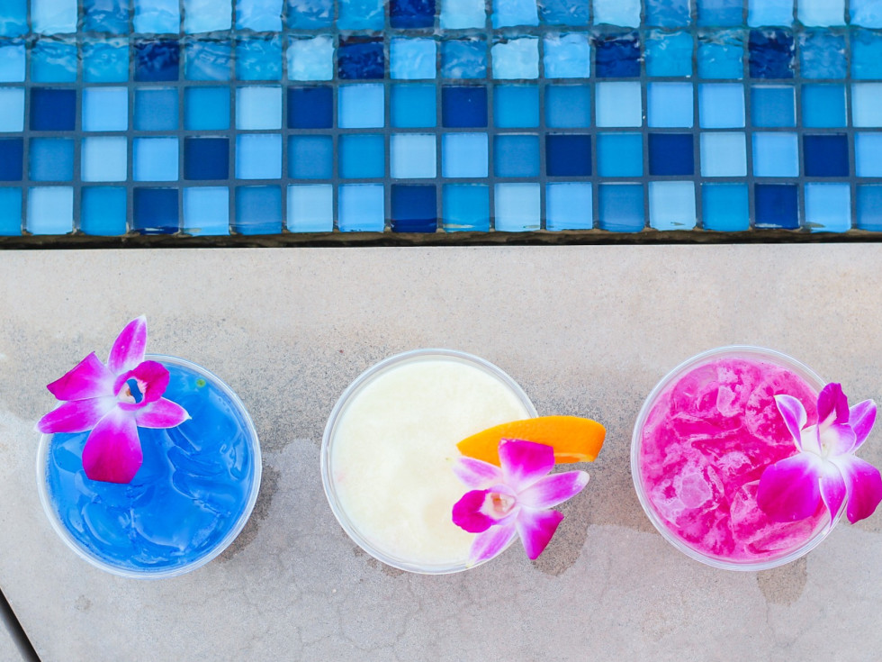 Summer cocktails by pool