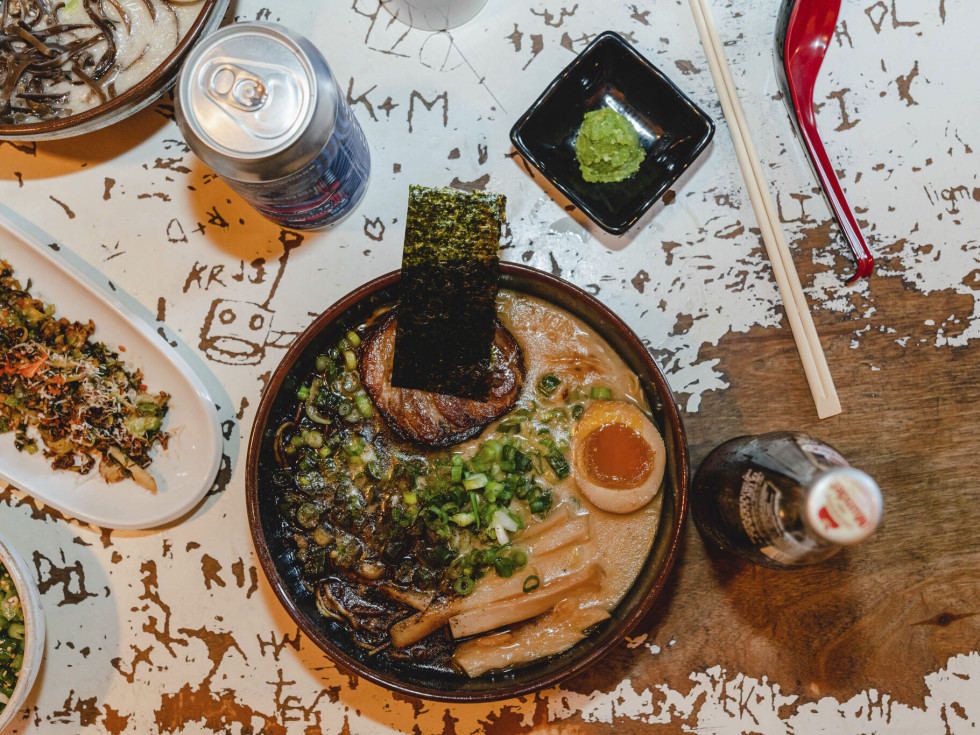 A bowl of ramen and mix-ins by Ramen Tatsu-ya in Austin