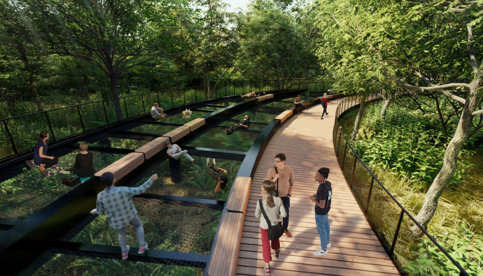 Hip office development with nature trails springs up in East Austin