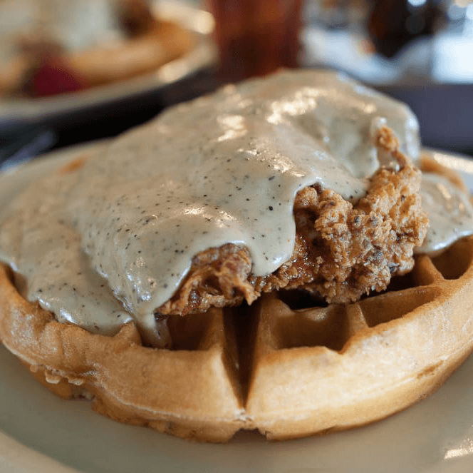 Chicken and waffles at Jonathon's Oak Cliff restaurant