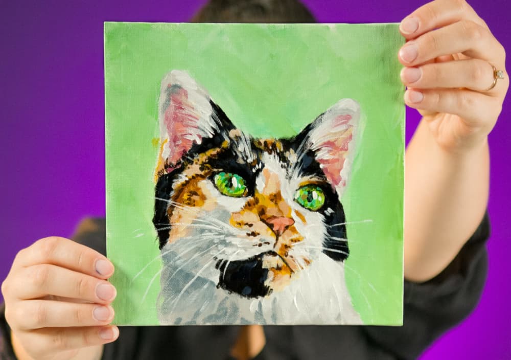 Cat Portrait In Acrylic