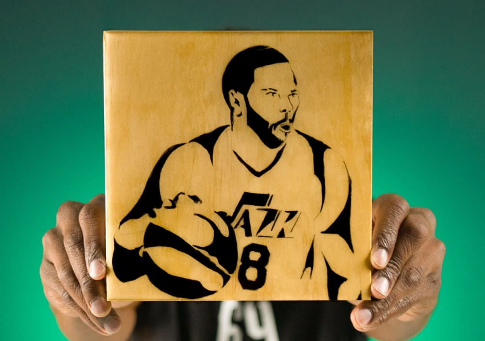 Modern Contour Portrait On Wood: Derron Williams