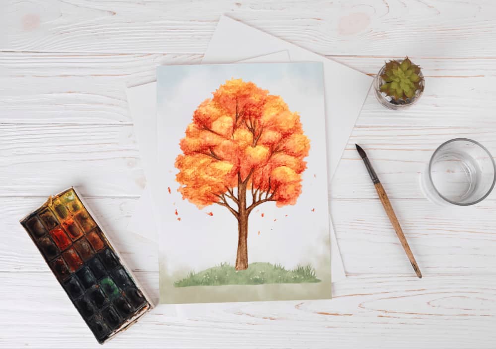 Live Replay: Fall Trees – Watercolor Pencils