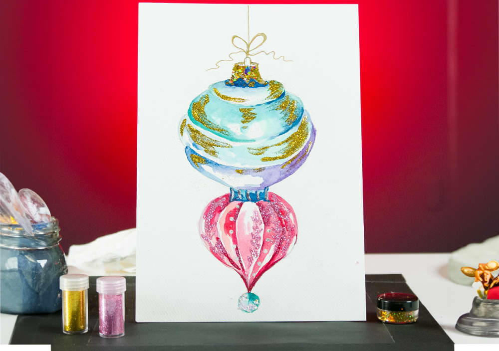 Live Replay: Glittery Watercolor Ornaments