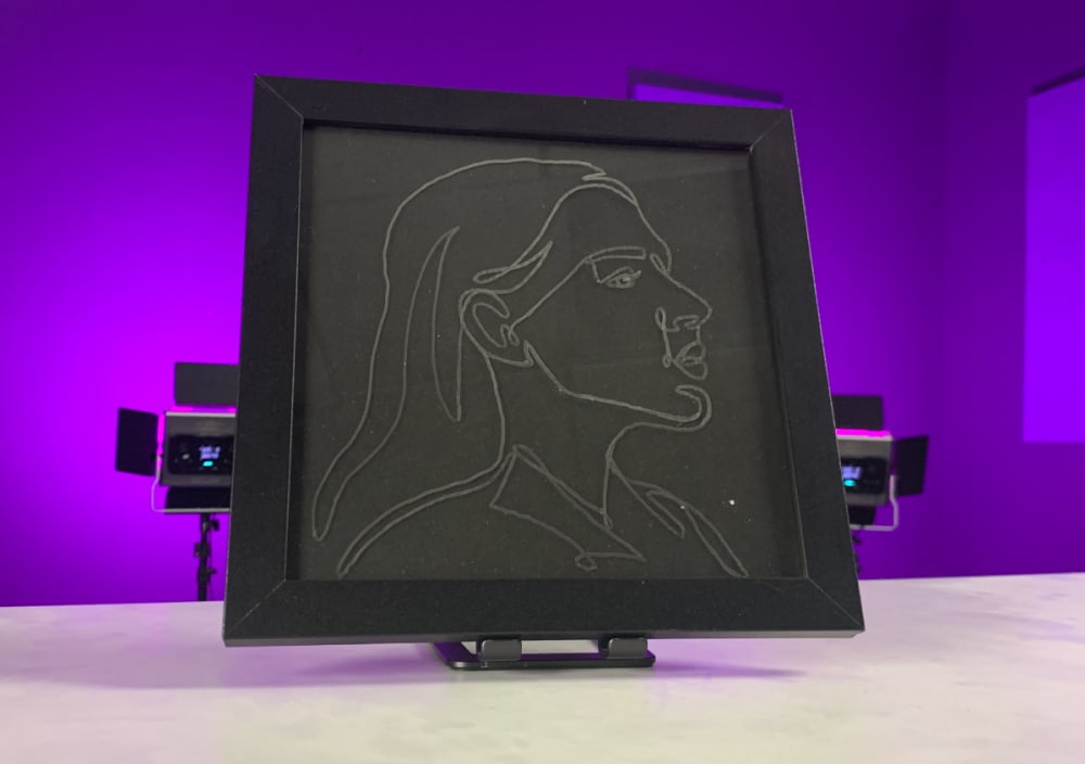 Chrome Contour Drawing On Glass