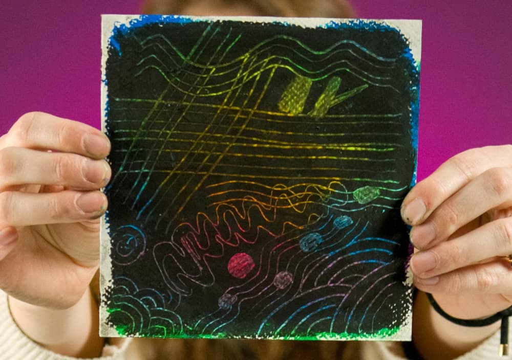 DIY Rainbow Scratch Art With Oil Pastels