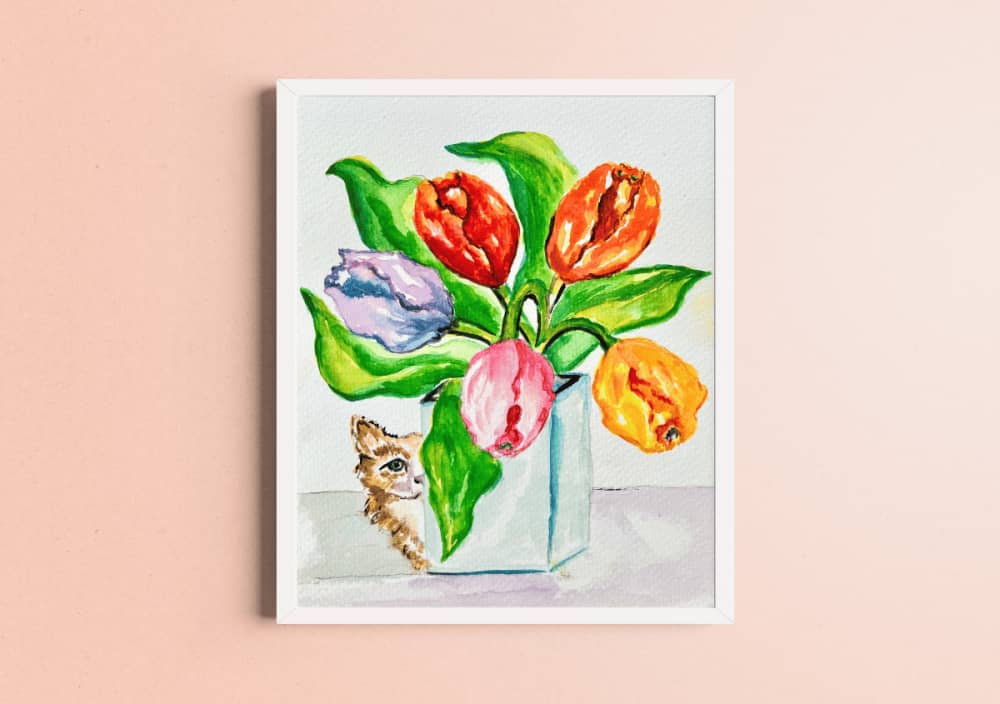 Live Replay: Cat Peeking Behind Tulips