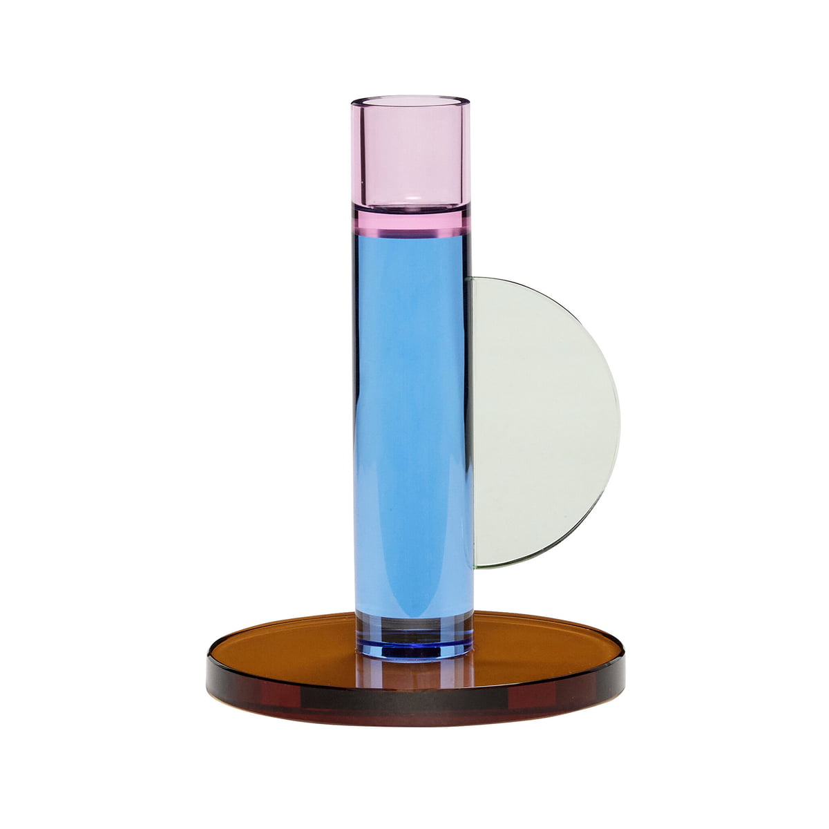 Hübsch Interior - Bougeoir en cristal, rose / bleu