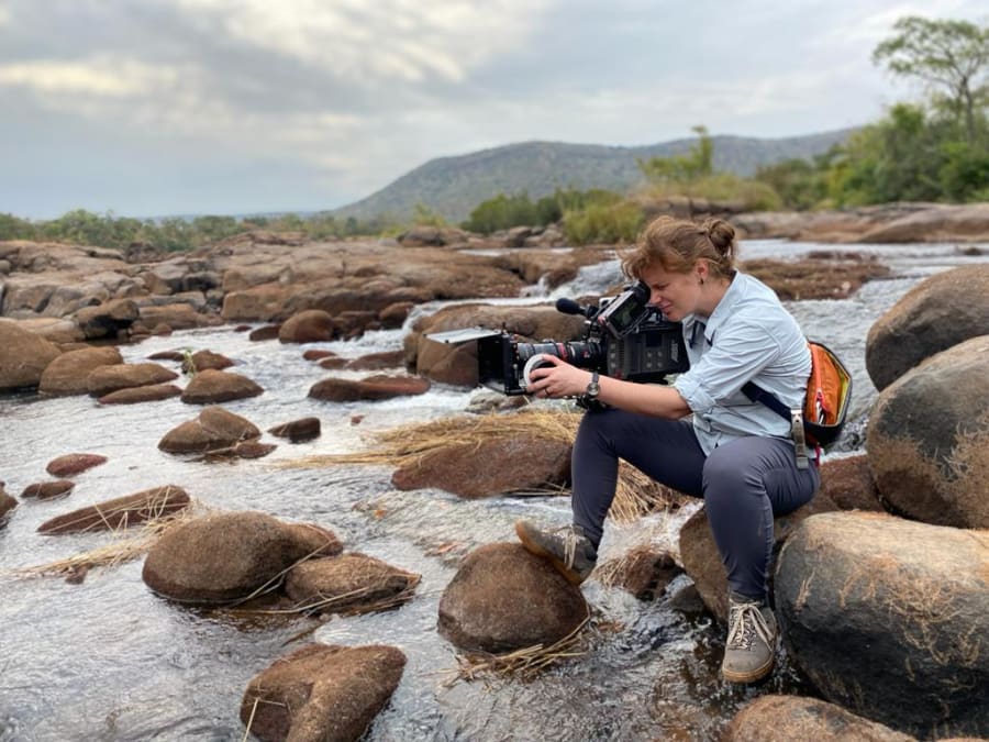 Cinematographer Liza Gipsova working on The Fly Collectors