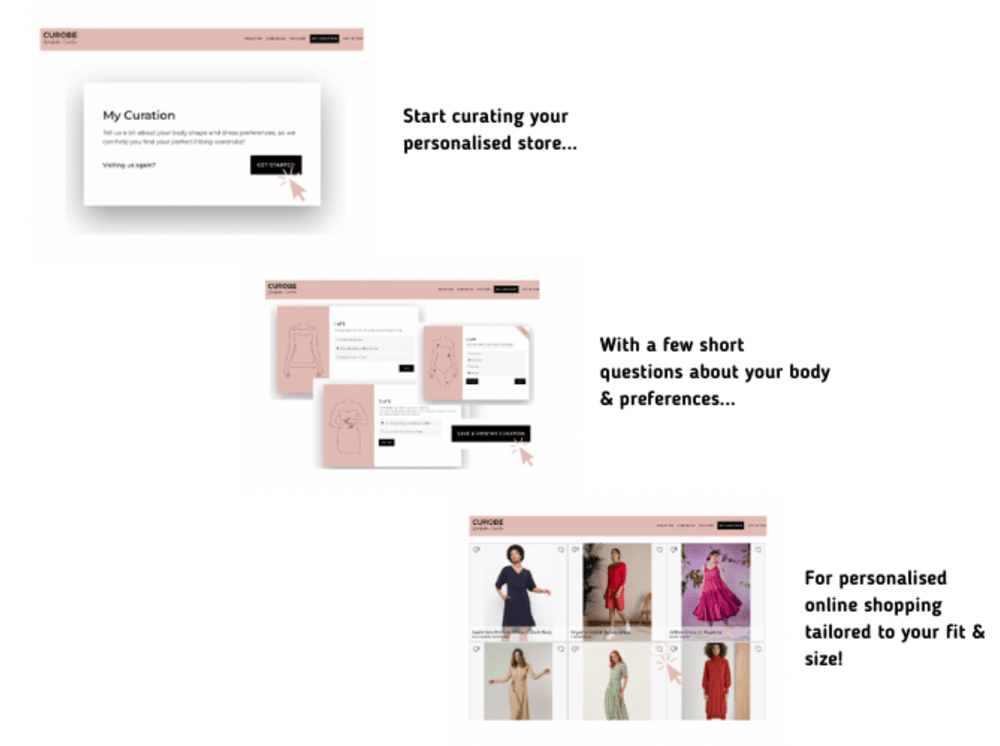 Three simple steps! Showing three steps on how to use Curobe