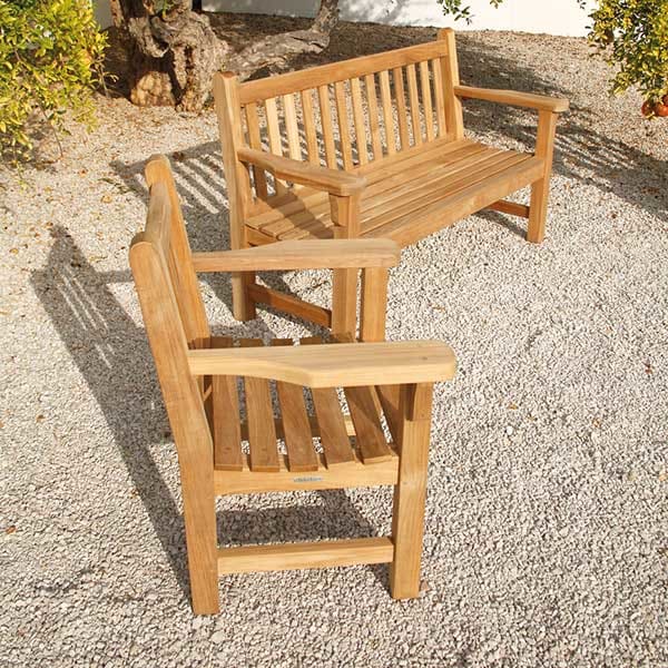 Barlow Tyrie London Armchair and London 63" Teak Garden Bench