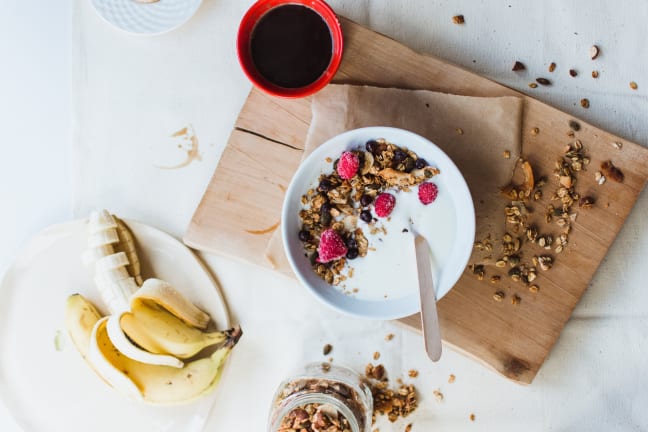 Super quick healthy homemade granola with no sugar.