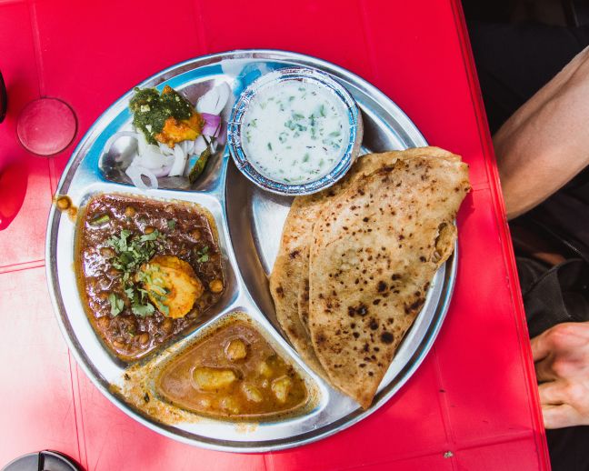 Aloo paratha thali.