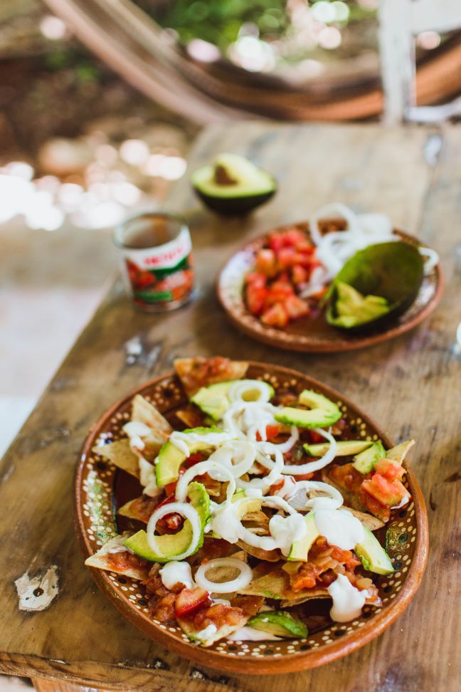 chilaquiles wih crema and queso
