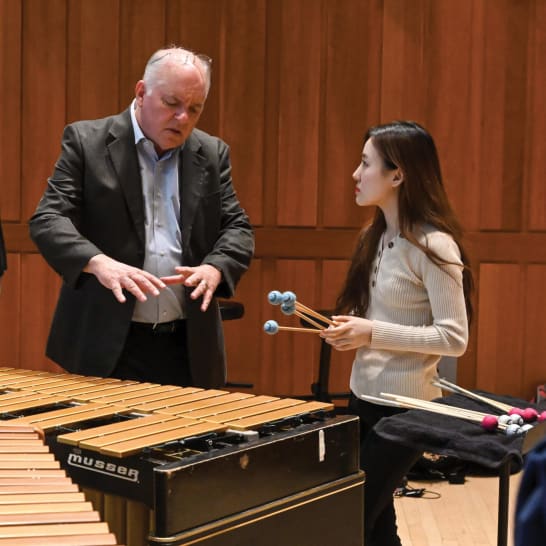 Robert van Sice with marimba student