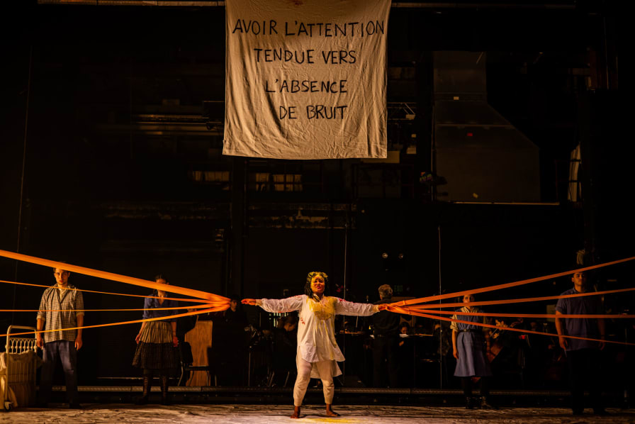 Jeysla Rosario Santos (Reader), center, with Sebastian Wittmoser Herrera, Carlyle Quinn, Maya Mor-Mitrani, and Henry Drangel (L–R).