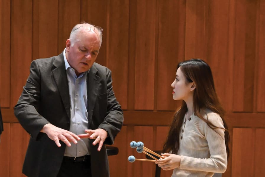Robert van Sice with marimba student