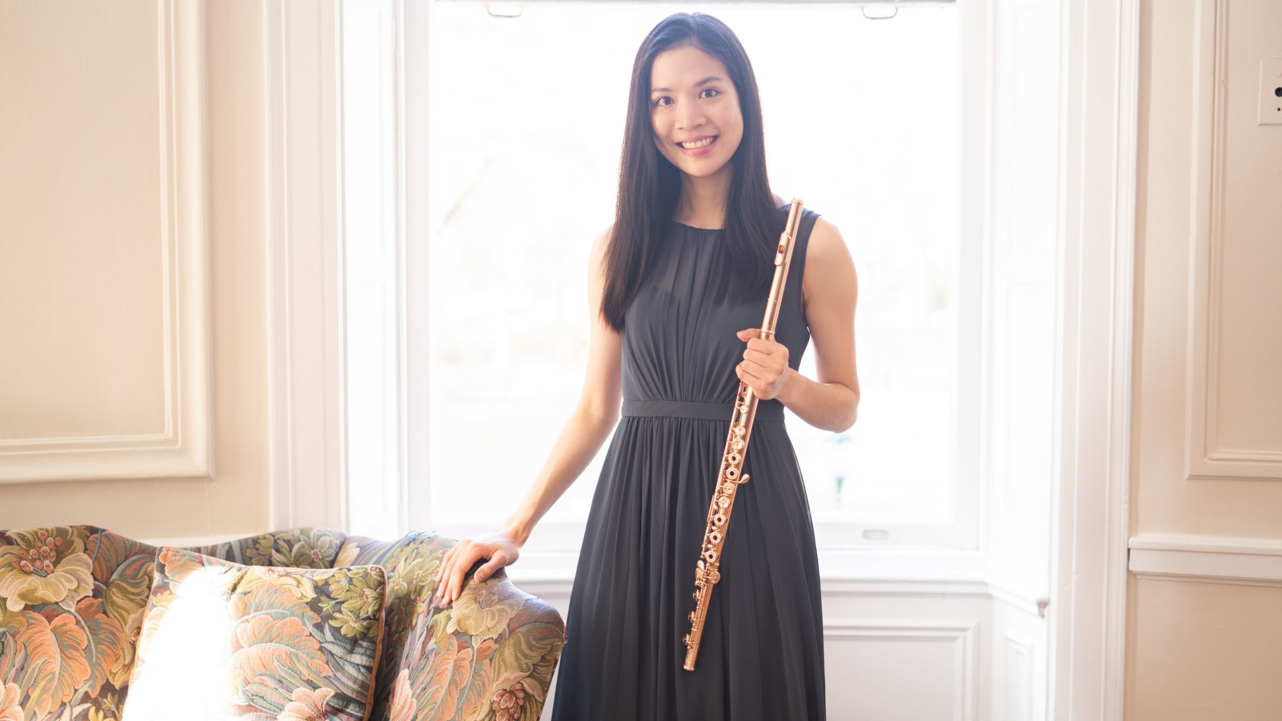 Portrait of Fuki Wang holding flute