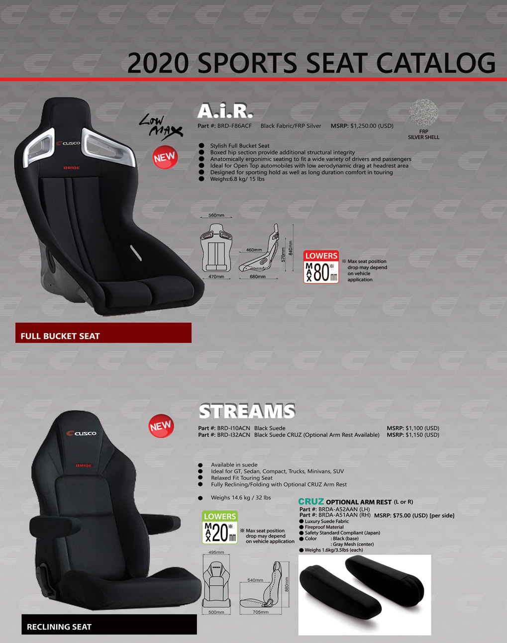 BRIDE Racing Seats — CUSCO USA Inc.