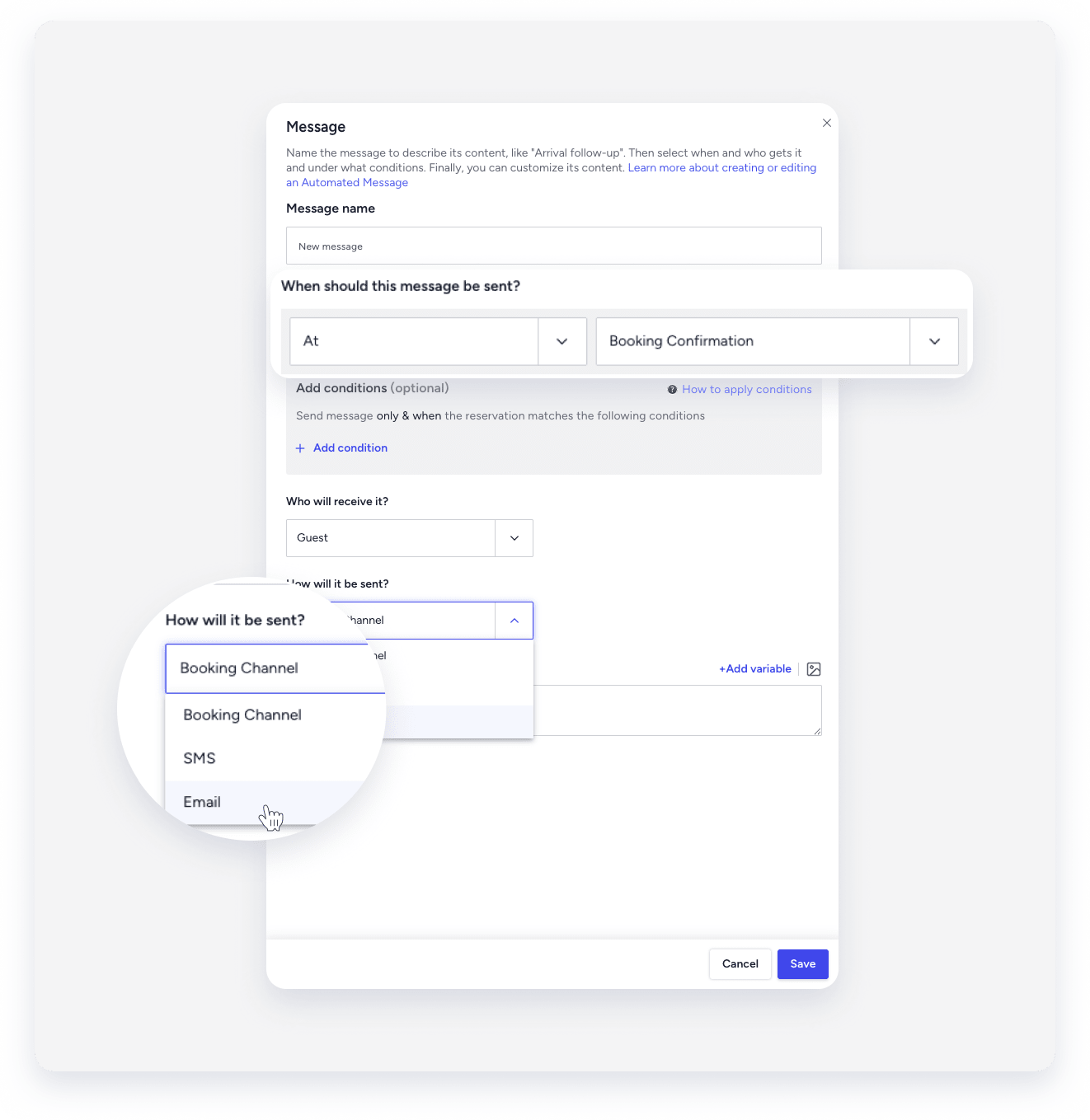 Set up message conditions