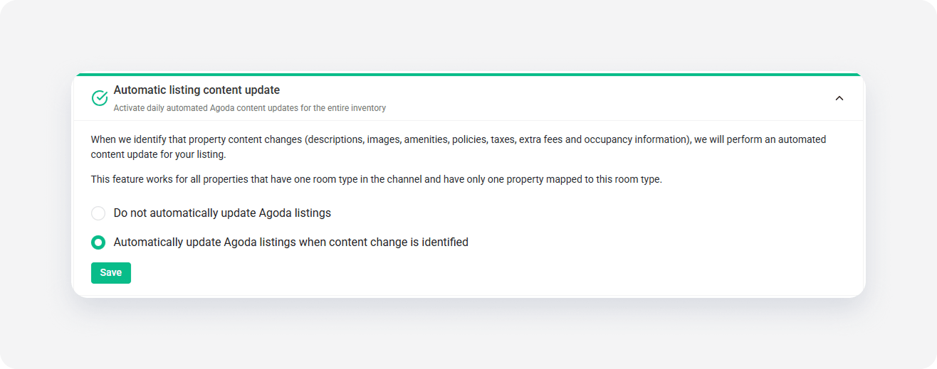 Agoda channel settings auto update