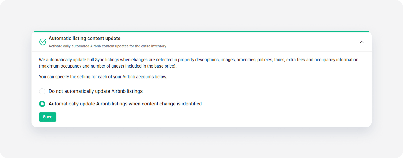 Airbnb channel settings auto update