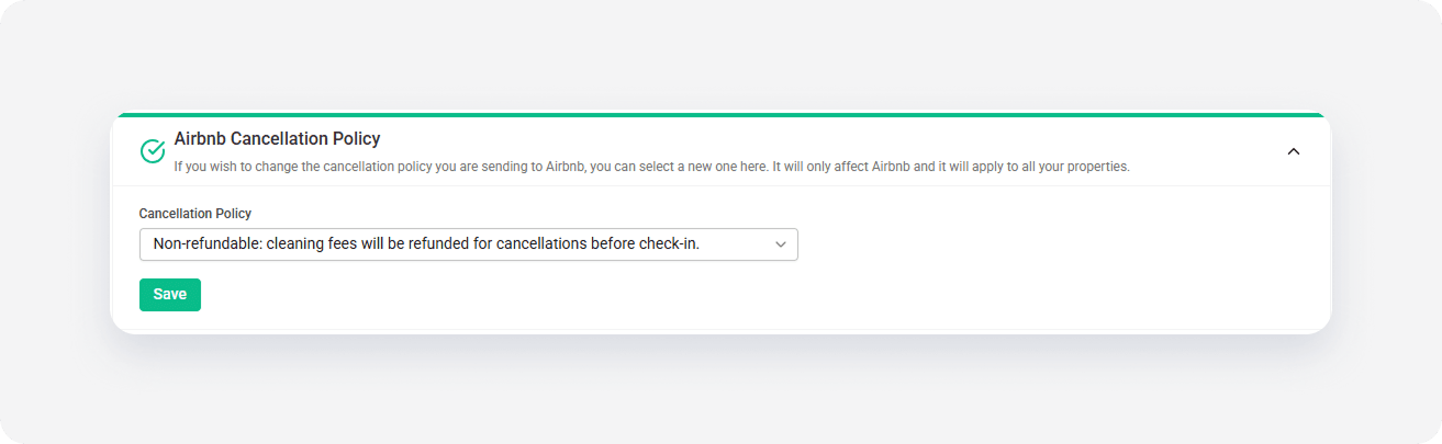 Airbnb channel settings cancellation policy