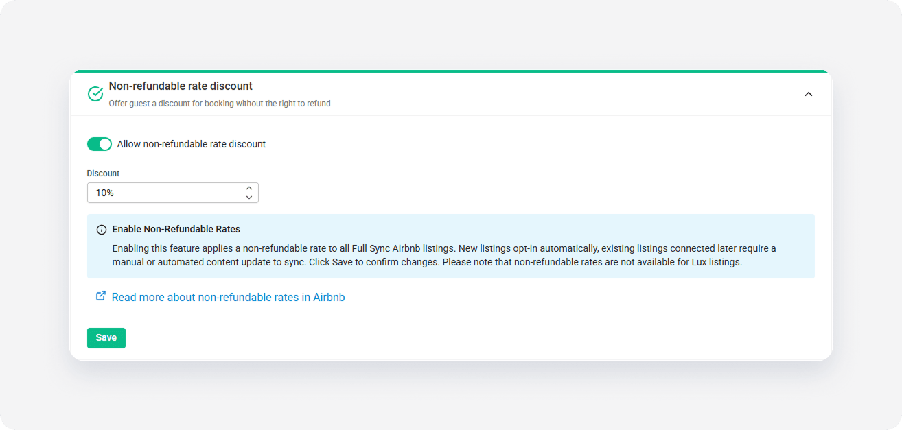 Airbnb channel settings nonref