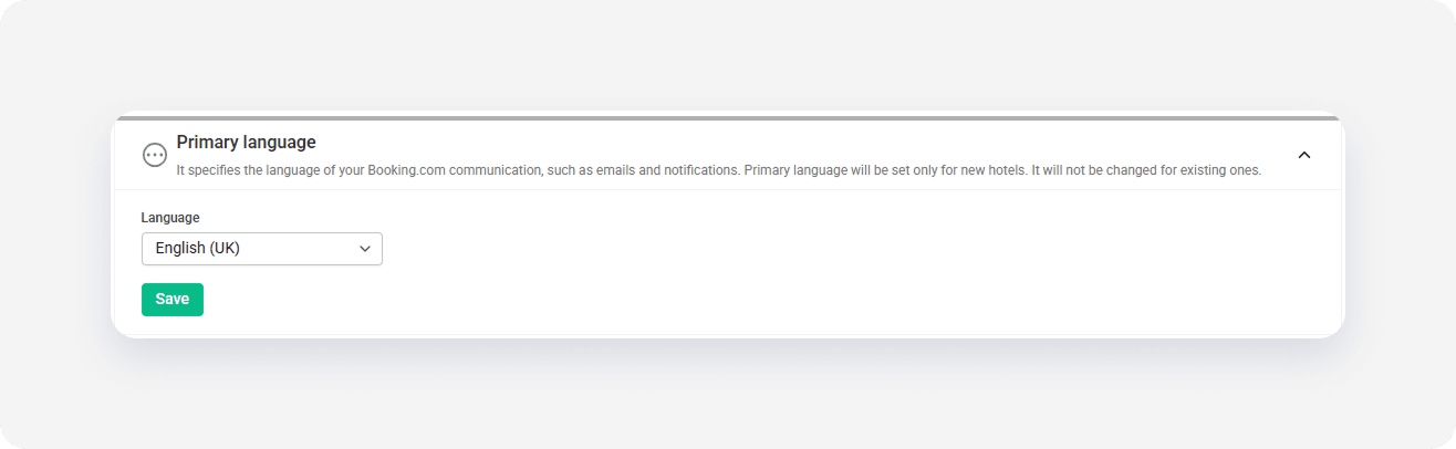 Booking channel settings primary language