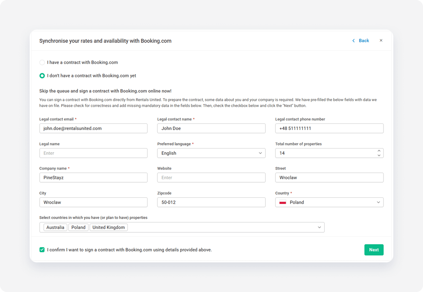 Booking Propertysettings Contract