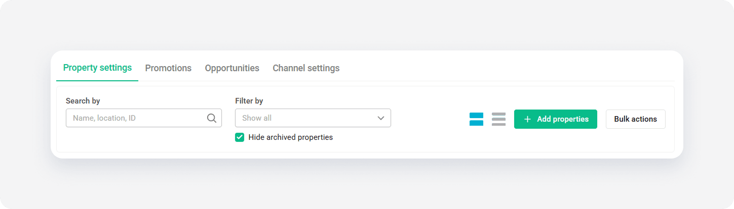 Booking Propertysettings Topmenu