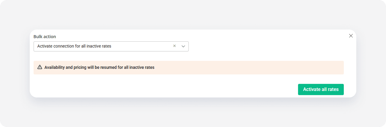 Bulk actions activate all rates