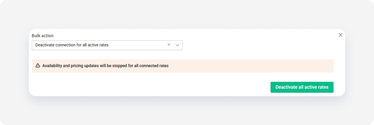 Bulk actions deactivate all rates