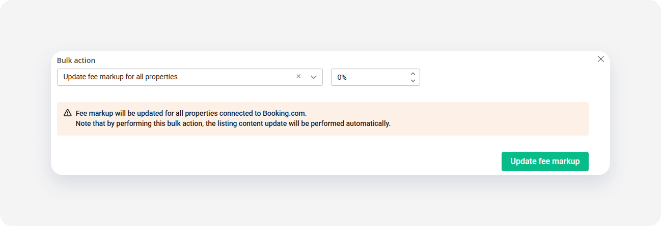 Bulk actions update fee markup