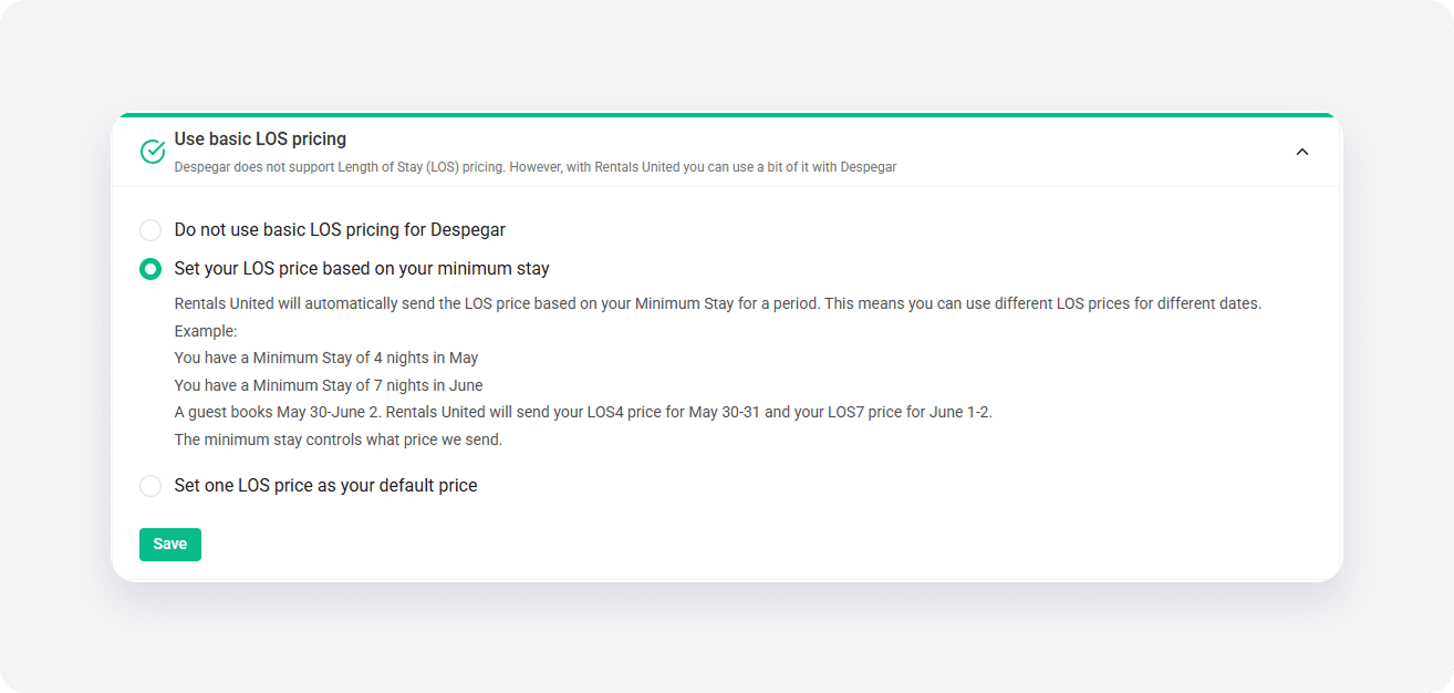 Despegar channel settings basic los