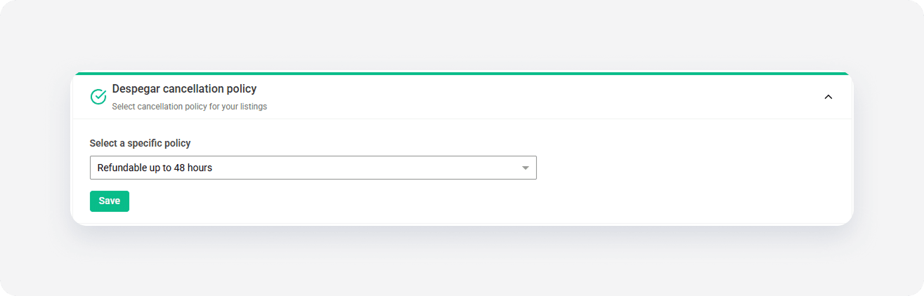 Despegar channel settings cancellation policy