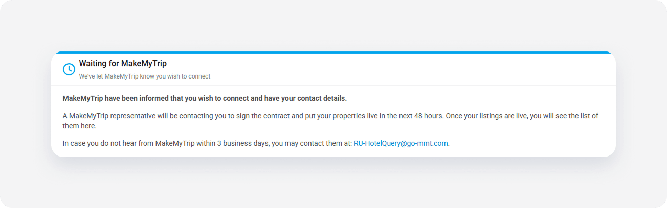 Makemytrip property settings contract status