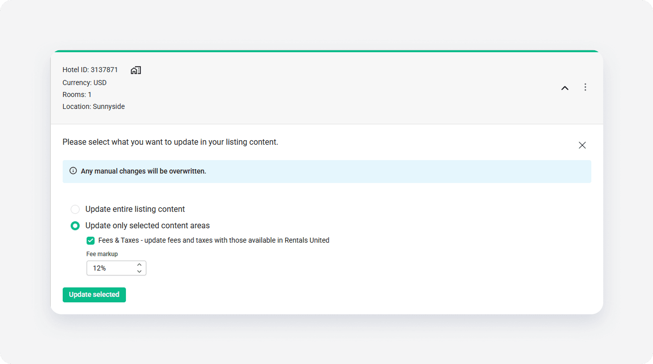 Trip property settings update