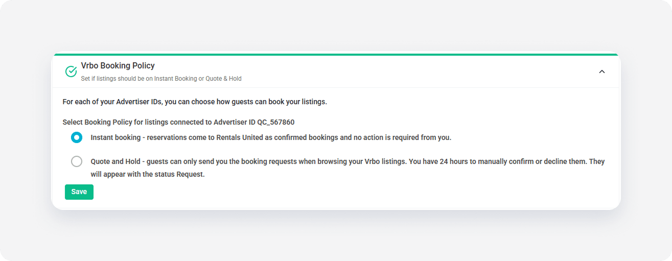 Vrbo channel settings booking policy