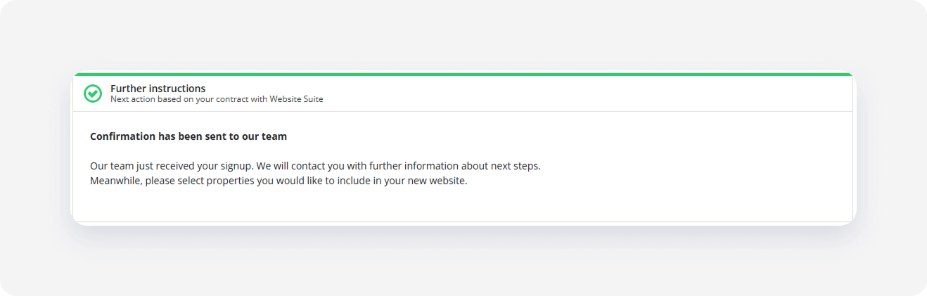 Website suite confirmation.
