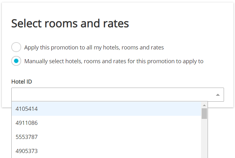 Hotel ID dropdown
