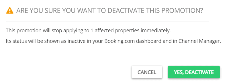 Deactivation confirmation