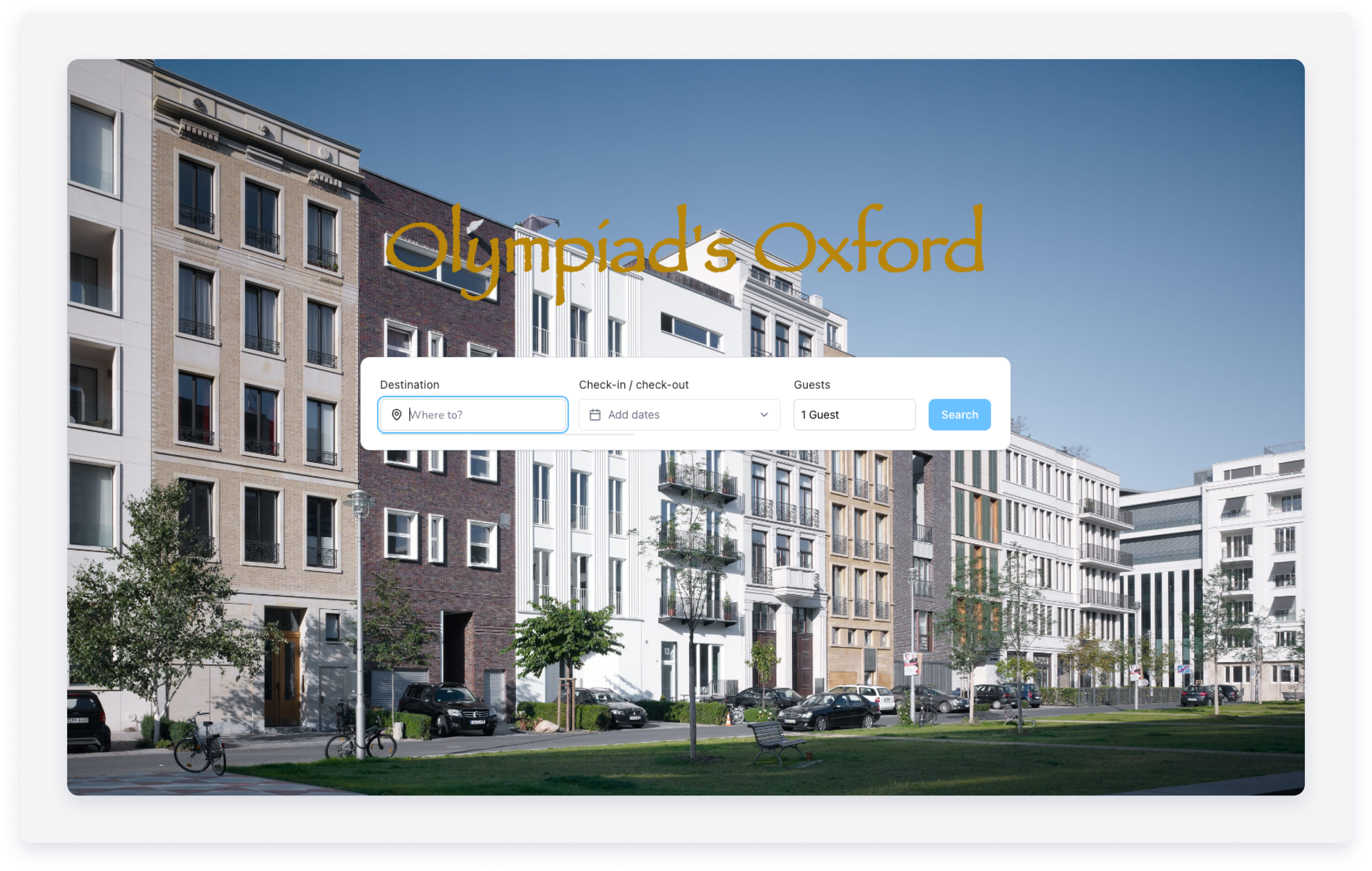 página de destino del motor de reservas